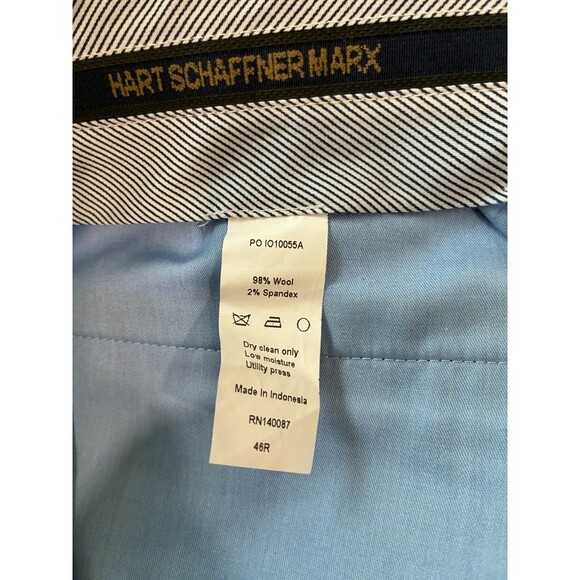 Hart Schaffner Marx Men's Navy Blue Flat Front Dress Pants 46R - Picture 7 of 7